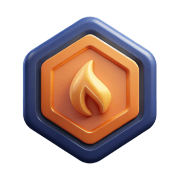 sumptuous reflective gothic Hexagonal badge with a flame. Crisp edges, single-weight stroke, with Scalable Design. gallery standard png