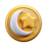 radiant romantic elegant Crescent moon badge, minimalist star inside. Single-weight stroke, flat color, crisp edges with Scalable Design. ultra HD png