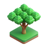 serene vintage Isometric tree with clean lines and green foliage with Scalable Design. studio quality png