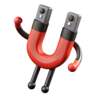 pristine rustic U-shaped magnet character attracting metal objects, flat red and black with Scalable Design. premium png