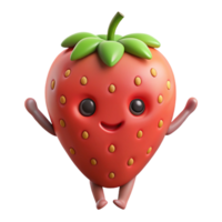 timeless organic Strawberry character with simple seeds. Clean lines, flat color, with Scalable Design. premium png