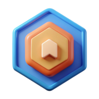 magnificent iconic Hexagonal badge with a simple arrow. Flat color, clean lines, minimal with Scalable Design. png