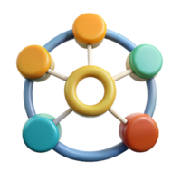 playful enchanting Five interconnected circles representing overlapping data sets. Clean lines, flat color with Scalable Design. high quality png