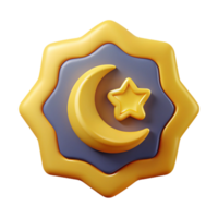 romantic radiant Crescent moon badge with star, crisp edges, minimal design, flat color with Scalable Design. 8K png