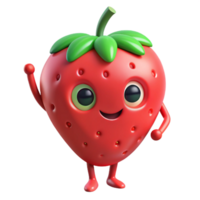 intense dazzling Strawberry character with a stem, flat red and green, clean lines with Scalable Design. detailed png