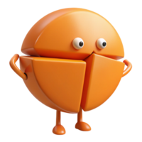 intenso cativante laranja personagem com uma circular segmento removido. plano cor, simétrico com escalável Projeto. afiado png