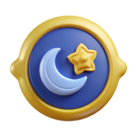 sumptuous standout Crescent moon badge with a stylized bird. Clean lines, flat color, crisp edges with Scalable Design. png
