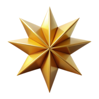 calm exquisite Symmetrical isometric star with sharp points and a gold color with Scalable Design. museum quality png