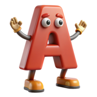 wonderful tranquil traditional Letter A character with arms and legs. Clean lines, scalable, flat color with Scalable Design. fine detail png