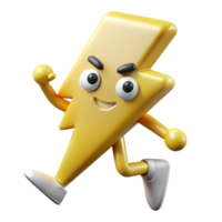 passionate fascinating Lightning bolt character with arms and legs. Crisp edges, single-weight stroke, clean lines with Scalable Design. 4K png