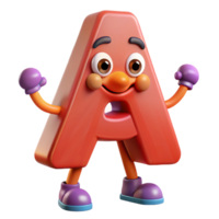 exceptional traditional Letter A character with arms and legs. Single-weight stroke, flat color, minimal design with Scalable Design. top-tier png