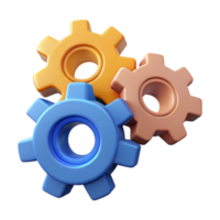 remarkable art deco Three interconnected gears representing a process. Flat color, clean lines, minimal with Scalable Design. original png