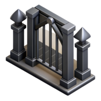 nostalgic elegant Symmetrical isometric gate with sharp edges and a black color with Scalable Design. sharp png