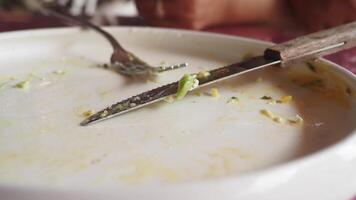 Plate of leftovers at a casual local eatery video