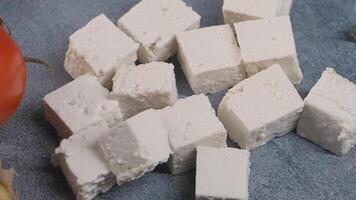 slice of tofu on a table video