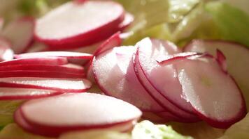 Freshly sliced radishes add color and crunch to healthy salad video