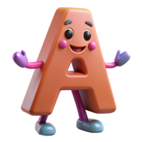 radiant rustic Letter A character with arms and legs. Single-weight stroke, flat color, minimal design with Scalable Design. ultra HD png