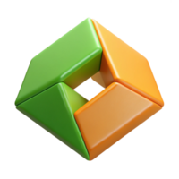 imaculado geométrico interseção trapézios, laranja e verde. plano cor, fresco arestas. com escalável Projeto. 4k png