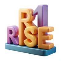 wonderful rustic Stacked RISE with ascending letters. Crisp edges, minimal style with Scalable Design. 8K png