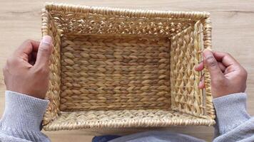 Woven basket making in a cozy workshop environment video