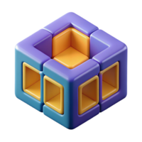 hypnotic inspired Isometric cube with three visible faces. Clean lines, geometric, with Scalable Design. png