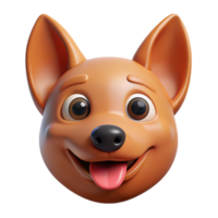notable retro Dog face with rounded ears, happy expression. Scalable, flat color, single-weight stroke with Scalable Design. museum quality png