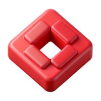 whimsical alluring Geometric square character, single-weight stroke, red, symmetrical design with Scalable Design. masterfully captured png