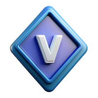 mesmerizing joyful renaissance Diamond-shaped badge with a stylized letter V . Clean lines, flat color, geometric design with Scalable Design. perfect clarity png