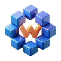 dreamy beautiful Geometric W formed from connected squares. Clean lines, flat color with Scalable Design. exclusive png