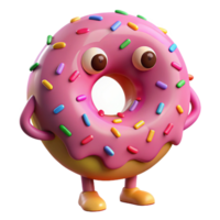 magnificent melancholic minimalist Donut character with sprinkles, flat pink and multi-color, clean lines with Scalable Design. professional png