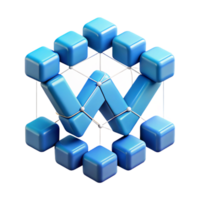stunning distinctive Geometric W formed from connected squares. Clean lines, flat color with Scalable Design. png