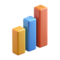 nostalgic extraordinary Vertical bar graph with three bars, crisp edges, solid colors. Minimal, with Scalable Design. perfect clarity png