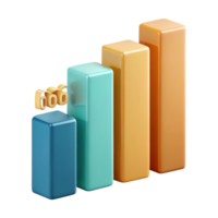vibrant dreamy modern Vertical bar graph with three bars, crisp edges, solid colors. Minimal, with Scalable Design. impeccable png