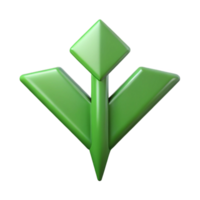 radiant whimsical avant-garde Single-weight stroke, abstract arrow, symmetrical, clean lines, green with Scalable Design. premium png