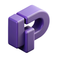 acclaimed renaissance Minimal P with geometric form and clean lines, flat violet with Scalable Design. fine detail png
