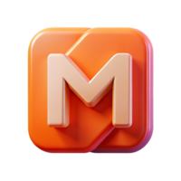 beautiful joyful impressionist Logo with a stylized letter M using rectangular shapes. Clean lines, flat color, with Scalable Design. ultra HD png