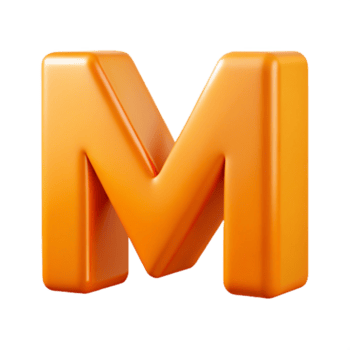 elegante arte deco estilizado m com afiado arestas, plano laranja. peso único acidente vascular encefálico com escalável Projeto. Alto qualidade png