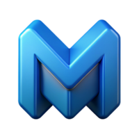 beautiful bohemian Scalable, symmetrical M with flat blue color and sharp edges with Scalable Design. 4K png