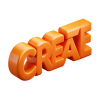 bold dazzling CREATE in a minimal, flat orange font. Sharp edges with Scalable Design. 8K png