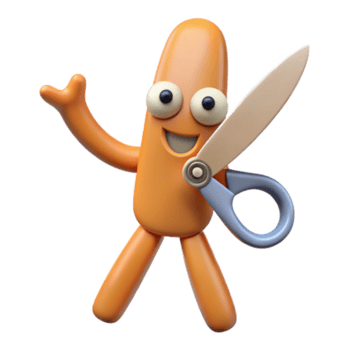 romantic vibrant Simple scissors character with open blades. Clean lines, scalable, single-weight stroke with Scalable Design. high resolution png