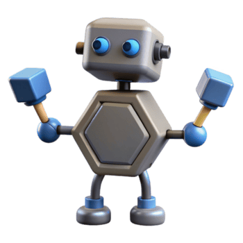 pristine memorable Hexagon-shaped robot with geometric arms. Single-weight stroke, minimal, with Scalable Design. png