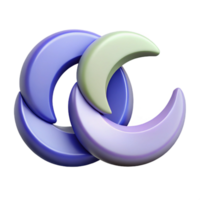 sumptuous intense art deco Interlocking crescent shapes. Clean lines, flat color, single-weight stroke with Scalable Design. studio quality png