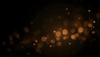 Golden abstract bokeh on black background. Holiday concept. photo