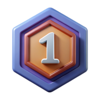 standout victorian Pentagon badge with a number one. Flat color, crisp edges, with Scalable Design. artisan png