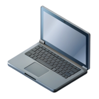gorgeous unparalleled Isometric laptop, flat grey color, crisp edges, symmetrical with Scalable Design. png