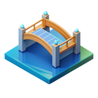 splendid ethereal minimalist Isometric bridge over water. Flat color, clean lines with Scalable Design. elite png