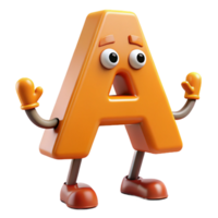 wonderful renaissance Letter A character with arms and legs. Clean lines, scalable, flat color with Scalable Design. ultra HD png