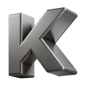 cativante sonhadores industrial audacioso, geométrico k com afiado arestas. plano cinzento com escalável Projeto. 4k png