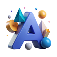 splendid ethereal creative Abstract letter A with geometric shapes. Clean lines, flat color, with Scalable Design. high resolution png