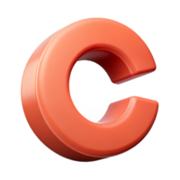 sought-after abstract Symmetrical C in flat coral. Minimal design with Scalable Design. precision png